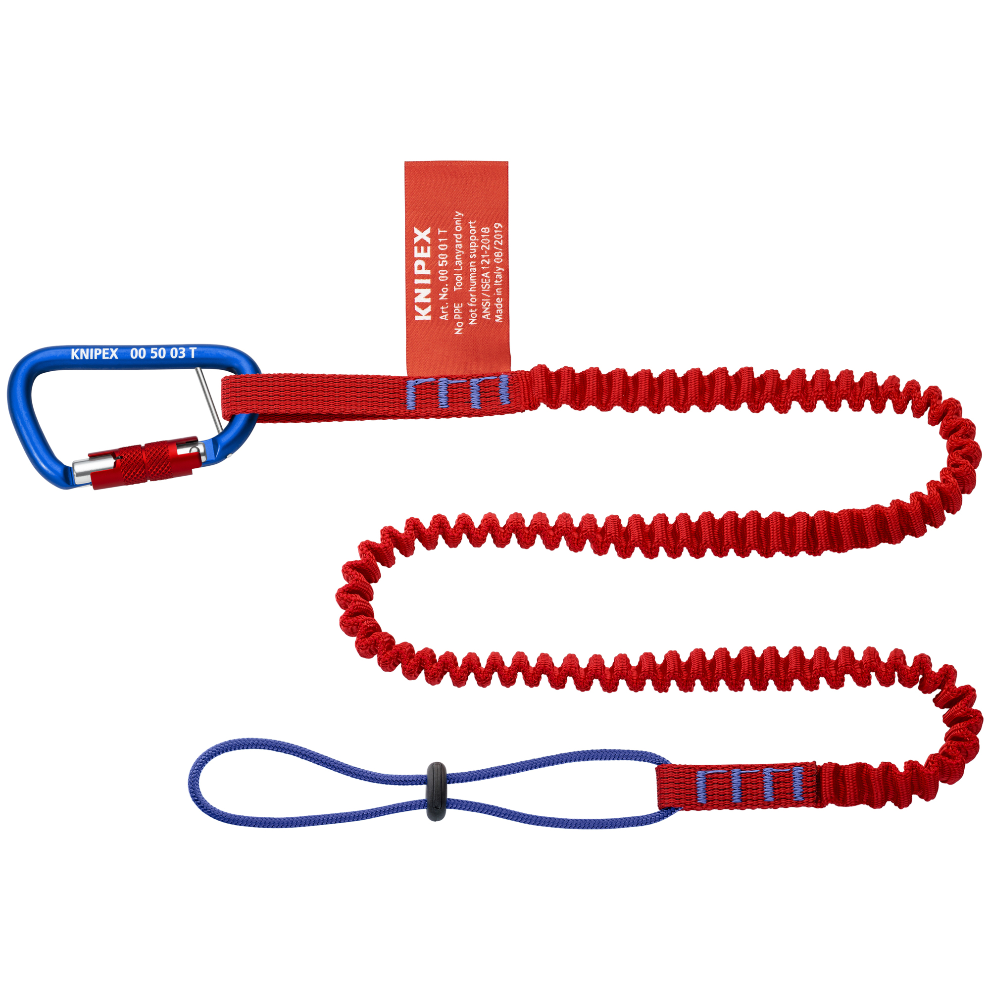KNIPEX, Tether Lanyard, Captive Eye Carabiner 38in., Length 38 ft, Model# 00 50 05 T BKA